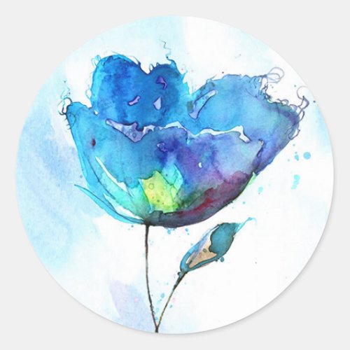 Flower watercolor classic round sticker