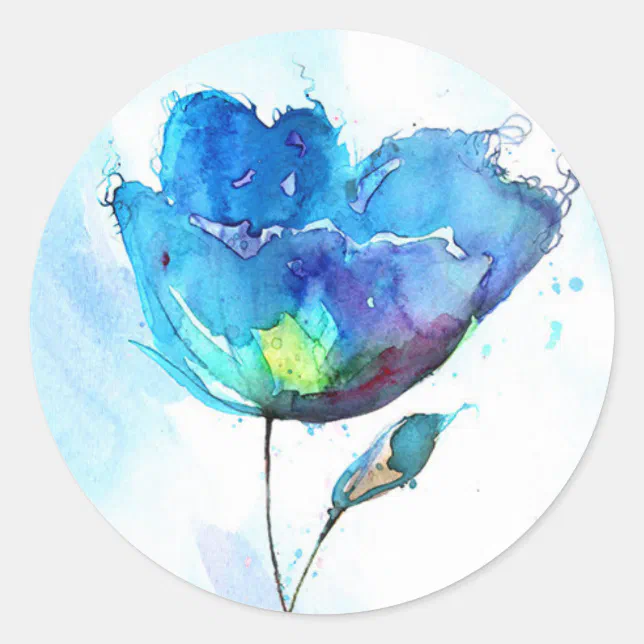 Flower watercolor classic round sticker | Zazzle