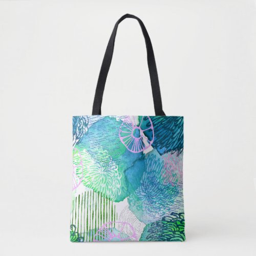 Flower watercolor floral modern abstract tote bag