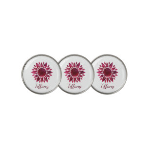 Flower watercolor pink blush rose deep saturated golf ball marker