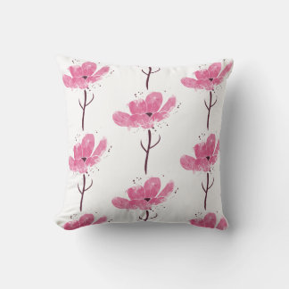 Flower Watercolor Rose Throw Pillow