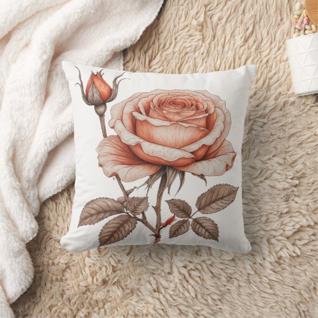 flower Watercolor  Throw Pillow (Blanket)