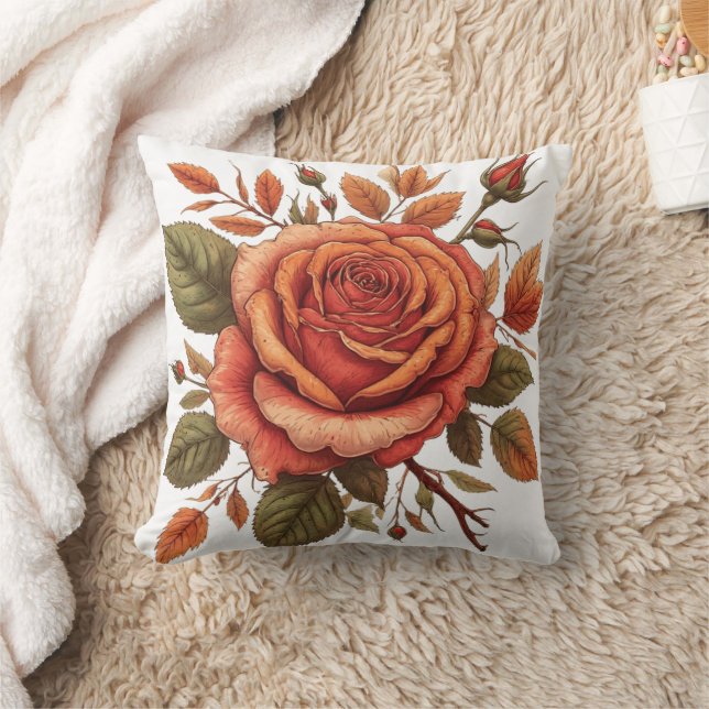 flower Watercolor  Throw Pillow (Blanket)