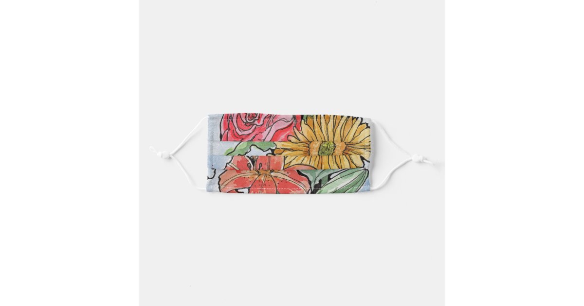Flower Watercolor Tiger Lily Sunflower Rose Cloth Face Mask