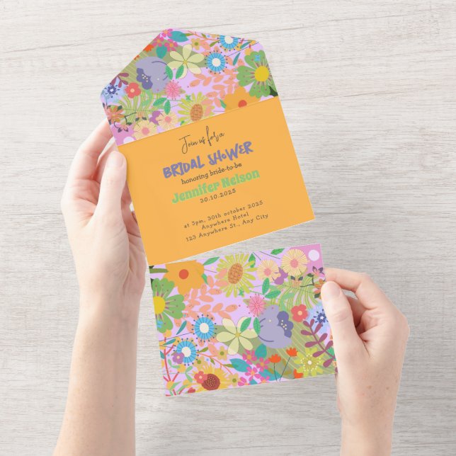 Flower Wedding Bridal Shower All In One Invitation (Tearaway)