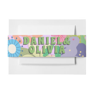 Flower Wedding Invitation Belly Band