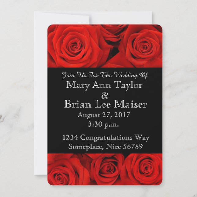 Flower Wedding Invitations Red Rose Flower Cards (Front)