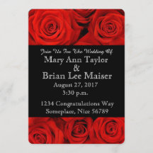 Flower Wedding Invitations Red Rose Flower Cards