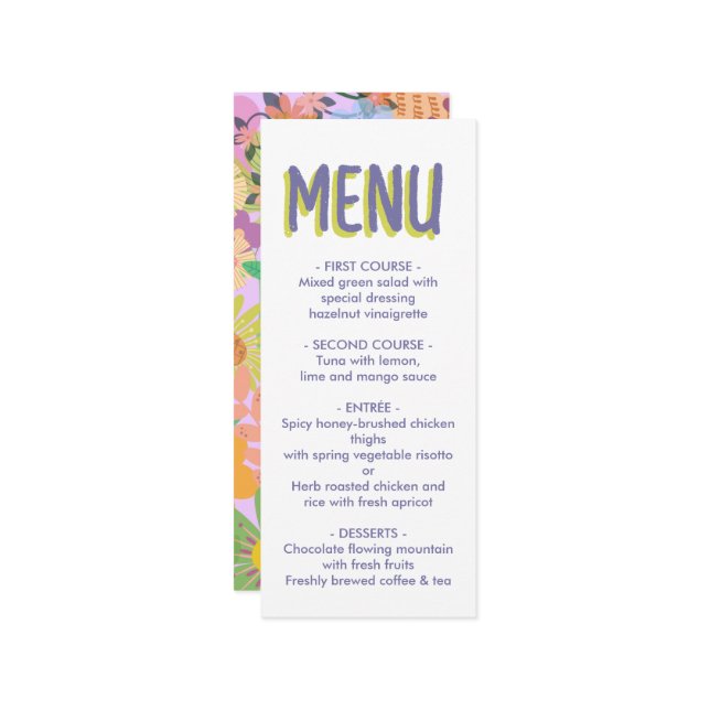 Flower Wedding  Menu (Front/Back In Situ)