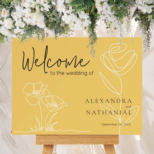 Flower Wedding Modern Gold Ceremony Welcome Sign