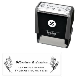 flower wedding self-inking stamp