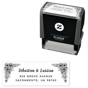 flower wedding self-inking stamp
