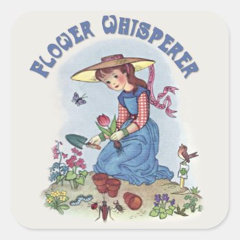 Flower Whisperer Square Sticker by Spice at Zazzle