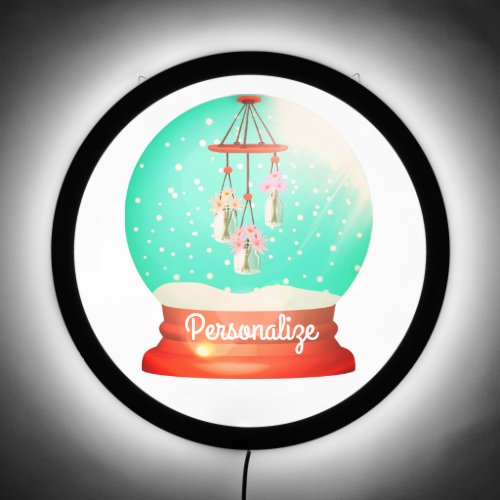 Flower windchime snow globe cute floral winter LED sign