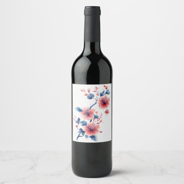 flower wine bottle sticker (Front)