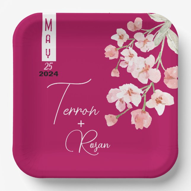 Flower wine paper plates (Front)