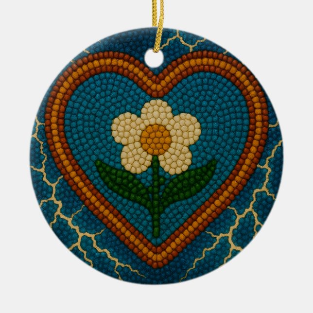 Flower with Beads and Thunder Ceramic Ornament (Front)