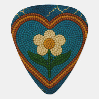 Flower with Beads and Thunder Guitar Pick