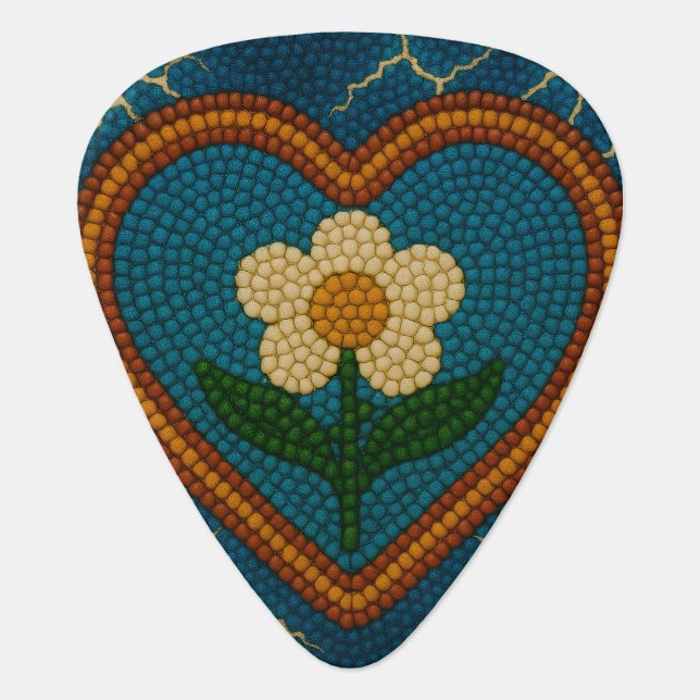Flower with Beads and Thunder Guitar Pick (Front)