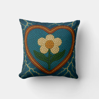 Flower with Beads and Thunder Throw Pillow