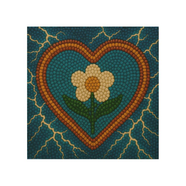 Flower with Beads and Thunder Wood Wall Art (Front)