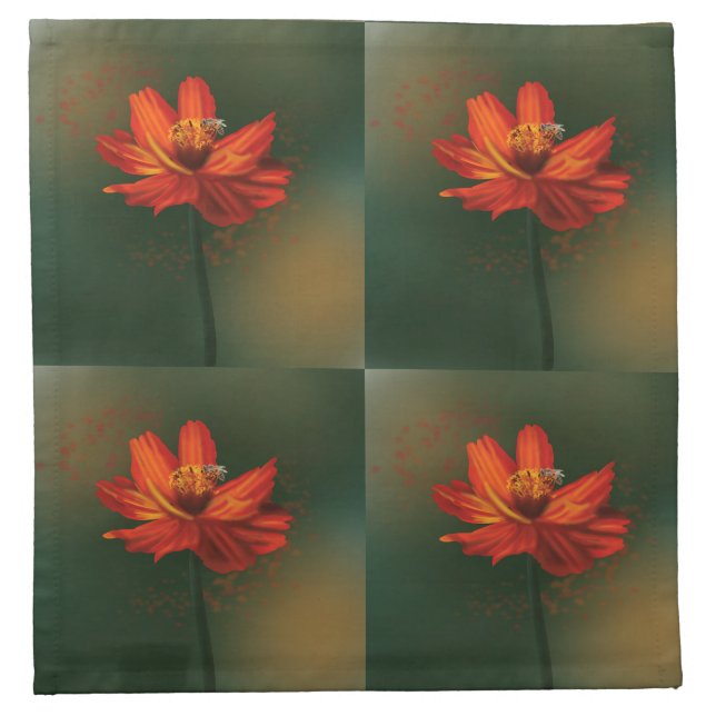 Flower with bee cloth napkin (Front)