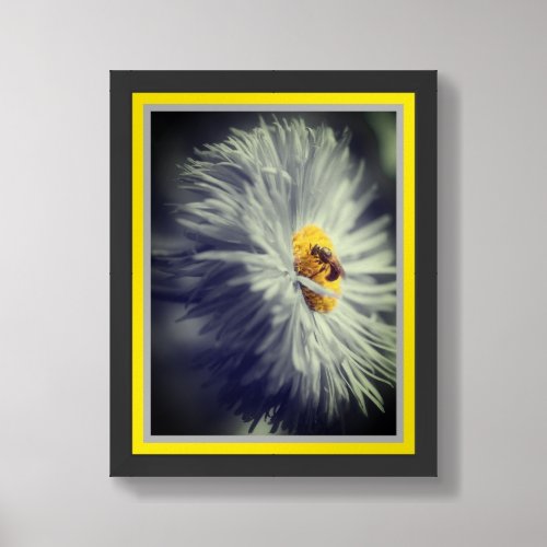 Flower With Bee Partial Color Framed Framed Art