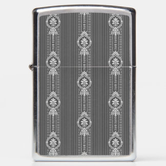 Flower with laurel wreath in grey small zippo lighter