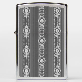 Flower with laurel wreath in grey small zippo lighter