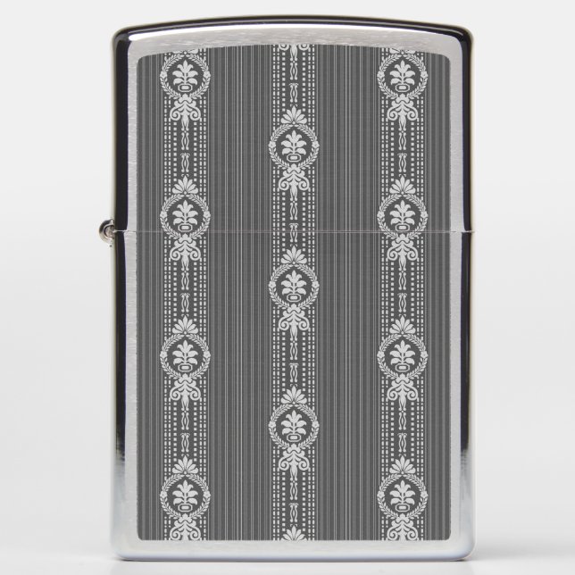 Flower with laurel wreath in grey small zippo lighter (Front)
