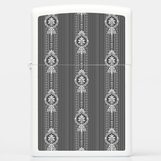 Flower with laurel wreath in grey small zippo lighter (Front)