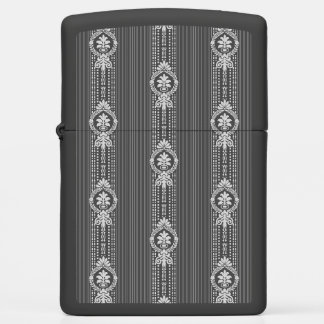 Flower with laurel wreath in grey small zippo lighter