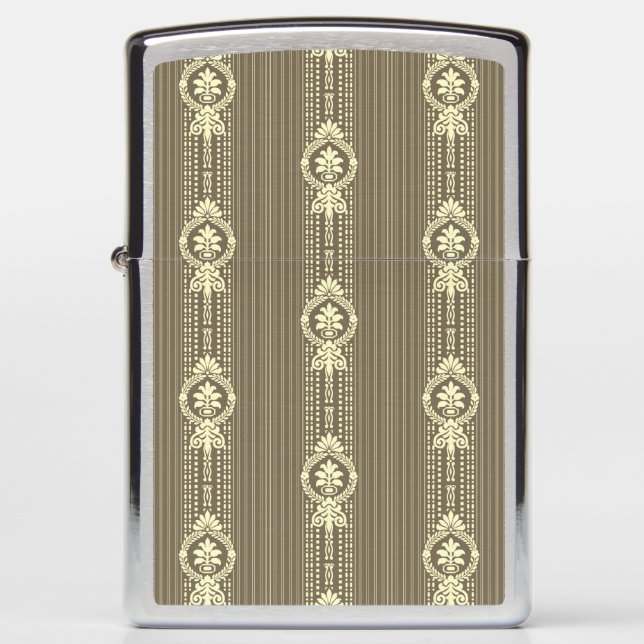 Flower with laurel wreath in sepia small zippo lighter (Front)