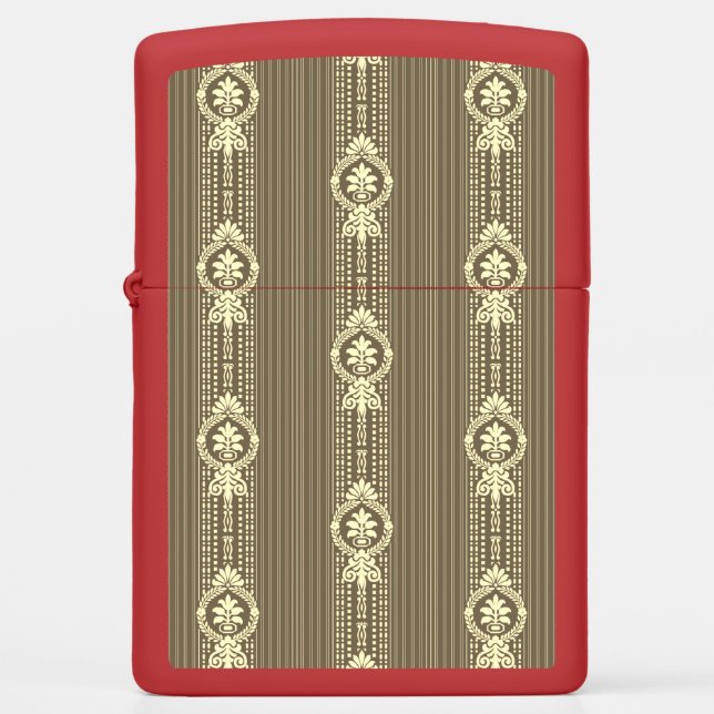 Flower with laurel wreath in sepia small zippo lighter (Front)