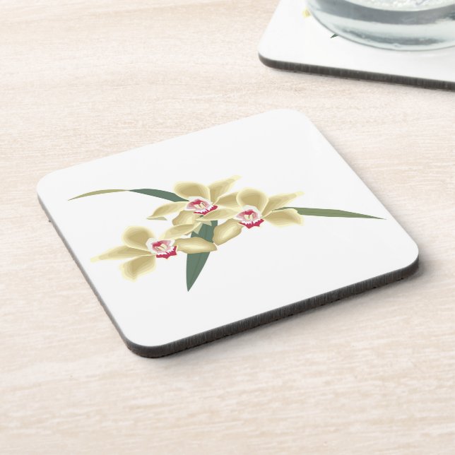 Flower with leaves beverage coaster (Left Side)