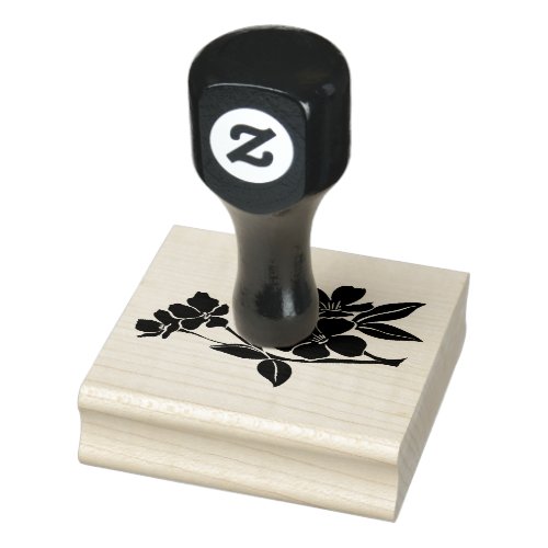 Flower with leaves of trees rubber stamp