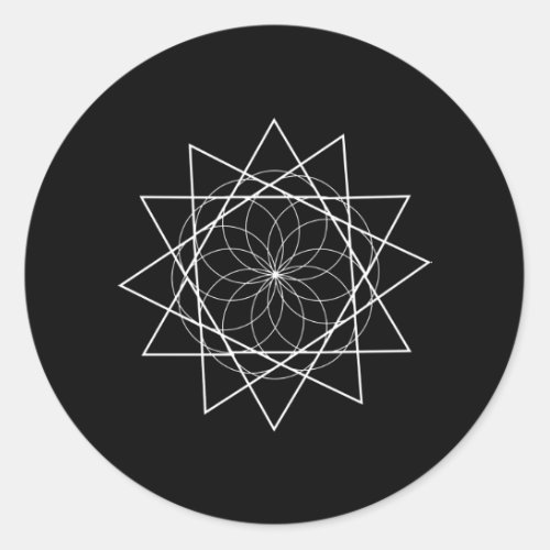 Flower with triangles sacred geometry classic round sticker