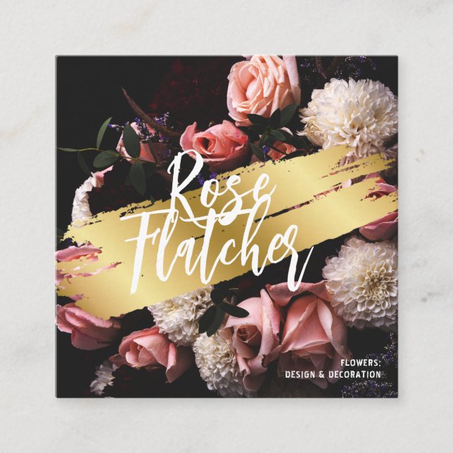 Flower Workshop Black Gold Appointment Card (Front)