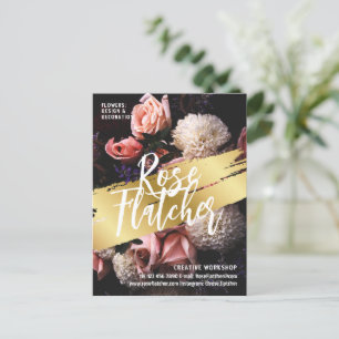 Flower Workshop Black Gold Postcard