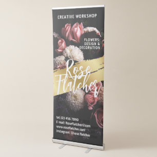 Flower Workshop Black Gold Retractable Banner