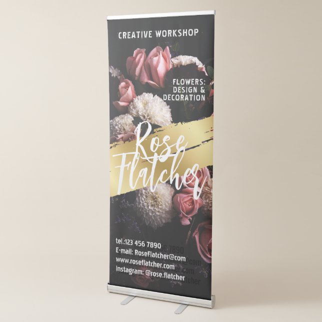 Flower Workshop Black Gold Retractable Banner (3/4)
