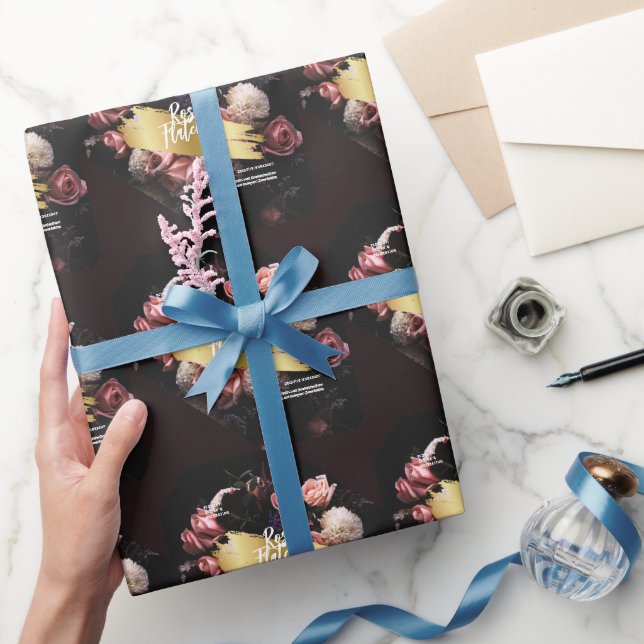 Flower Workshop Black Gold Wrapping Paper (Gifting)