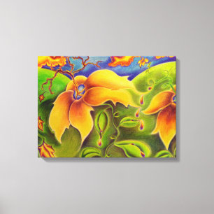 Flower Worlds wrapped canvas Print