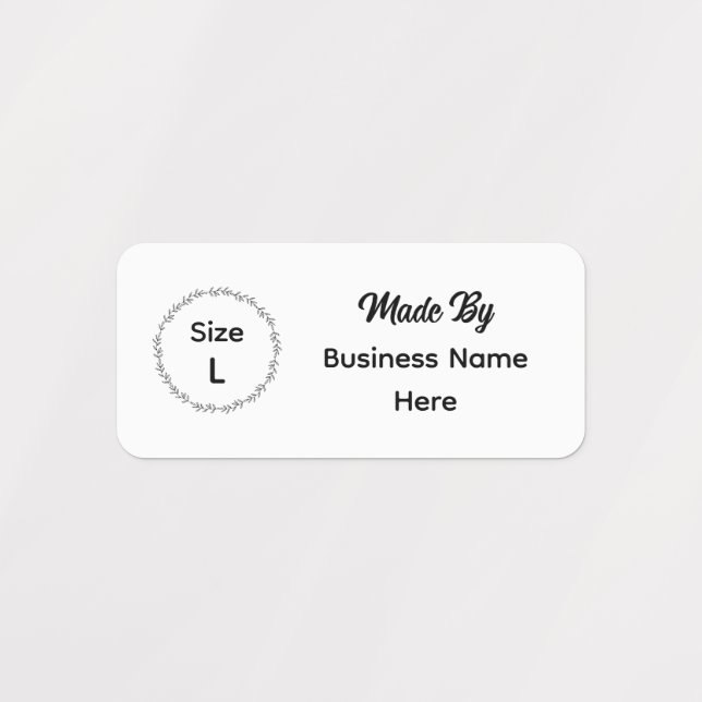 Flower Wreath Cloth Size Clothing Labels (Design 1)