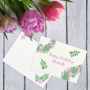 Flower wreath congratulations on Happy Birthday. Invitation