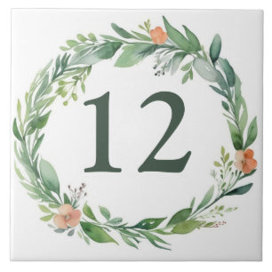 Flower Wreath Custom House Number Plate Sign Ceramic Tile
