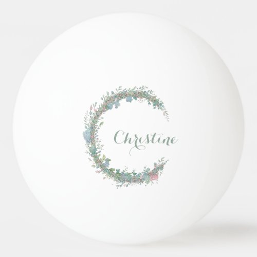 Flower wreath female name crescent moon ping pong ball