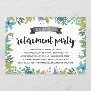 Flower Wreath Floral Retirement Party Invitation