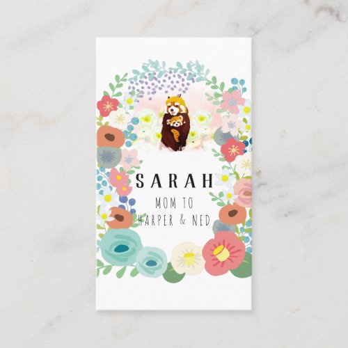 Flower Wreath Red Panda Mommy Business Card