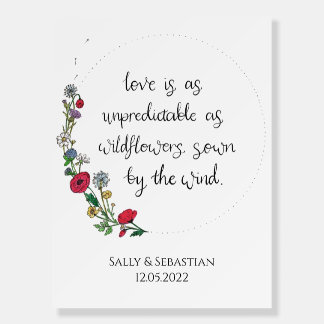 Flower Wreath Wedding Sign, Love Quote Foam Board